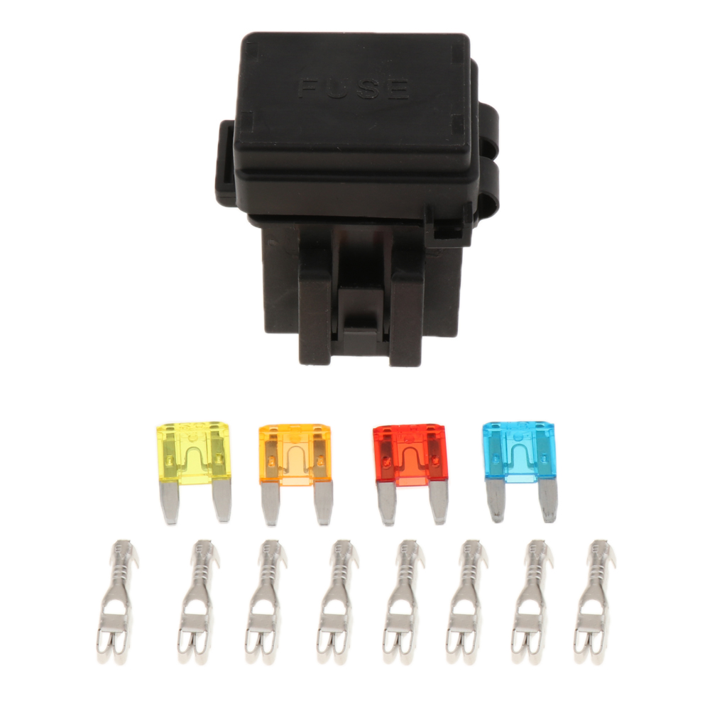 4-Slot Relay Box, 1 Relays, 4 Blade Fuses, Easy Installation - Fuse Relay Box for Automotive and Marine Use