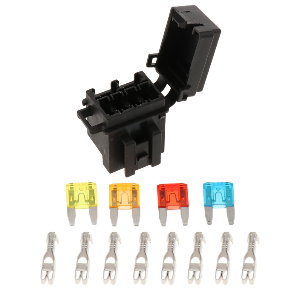 4-Slot Relay Box, 1 Relays, 4 Blade Fuses, Easy Installation - Fuse Relay Box for Automotive and Marine Use