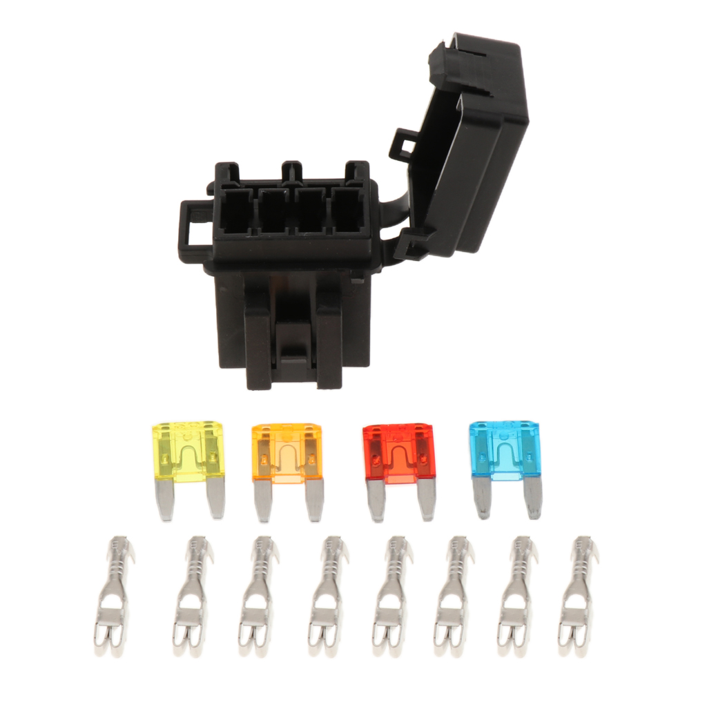 4-Slot Relay Box, 1 Relays, 4 Blade Fuses, Easy Installation - Fuse Relay Box for Automotive and Marine Use