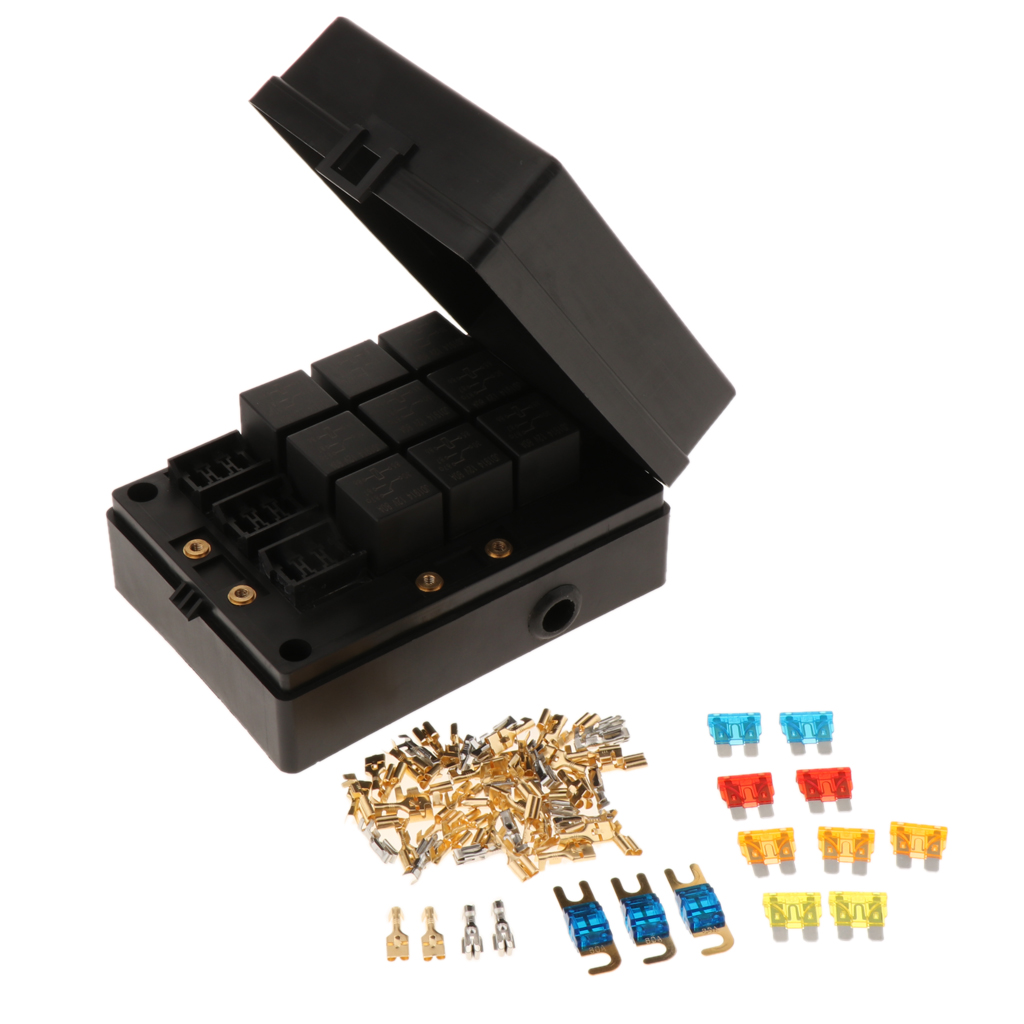 13-Way Fuse Block Include Relay and Fuse, Fuse Marine Boat Fuse Holder Box,Fuse Box Panel