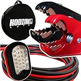 Kodiak Heavy Duty 1 Gauge x 25 Ft Jumper Cables with Bag [Bonus Magnetic LED Flashlight] - Boost from Behind Another