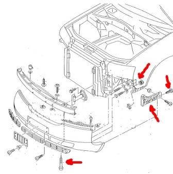 front bumper mounting scheme AUDI A6 C5