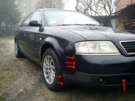 mounting points for the front bumper AUDI A6 C5