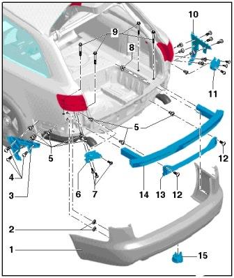 rear bumper mounting scheme AUDI A6 C6